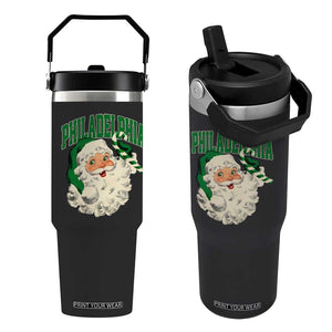 Christmas PFE Flip Straw Tumbler Vintage Varsity Retro Santa Face Game Day TS10 One Size: 30 oz Black Print Your Wear
