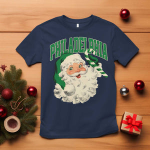 Christmas PFE T Shirt Vintage Varsity Retro Santa Face Game Day TS10 Navy Print Your Wear