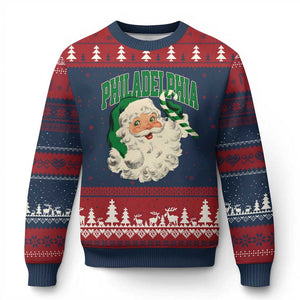 Christmas PFE Ugly Christmas Sweater Vintage Varsity Retro Santa Face Game Day TS10 Navy Red Print Your Wear