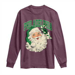 Christmas PFE Long Sleeve Shirt Vintage Varsity Retro Santa Face Game Day TS10 Maroon Print Your Wear