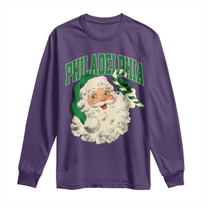 Christmas PFE Long Sleeve Shirt Vintage Varsity Retro Santa Face Game Day TS10 Purple Print Your Wear