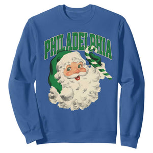 Christmas Philadelphia Fan Sweatshirt Vintage Varsity Retro Santa Face Game Day TS10 Royal Blue Print Your Wear