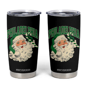 Christmas Philadelphia Fan Tumbler Cup Vintage Varsity Retro Santa Face Game Day TS10 Black Print Your Wear