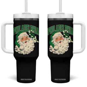 Christmas PFE Tumbler With Handle Vintage Varsity Retro Santa Face Game Day TS10 One Size: 40 oz Black Print Your Wear