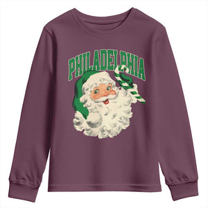 Christmas PFE Youth Sweatshirt Vintage Varsity Retro Santa Face Game Day TS10 Maroon Print Your Wear