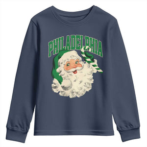 Christmas PFE Youth Sweatshirt Vintage Varsity Retro Santa Face Game Day TS10 Navy Print Your Wear