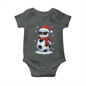 Christmas Soccer Snowman Baby Onesie Snowflakes Holiday Sports Xmas Pajamas Red Santa Hat TS10 Dark Heather Print Your Wear