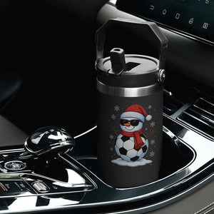 Christmas Soccer Snowman Flip Straw Tumbler Snowflakes Holiday Sports Xmas Pajamas Red Santa Hat TS10 Print Your Wear