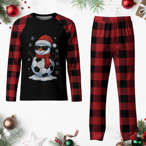 Christmas Soccer Snowman Plaid Pajama Set Snowflakes Holiday Sports Xmas Pajamas Red Santa Hat TS10 Buffalo Plaid Print Your Wear