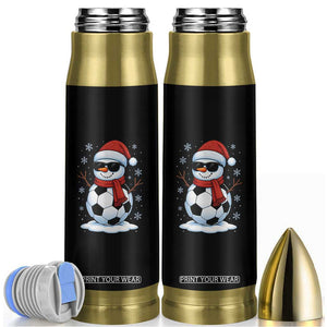Christmas Soccer Snowman Bullet Tumbler Snowflakes Holiday Sports Xmas Pajamas Red Santa Hat TS10 Black Print Your Wear
