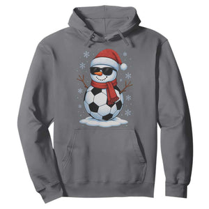 Christmas Soccer Snowman Hoodie Snowflakes Holiday Sports Xmas Pajamas Red Santa Hat TS10 Charcoal Print Your Wear