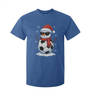 Christmas Soccer Snowman T Shirt For Kid Snowflakes Holiday Sports Xmas Pajamas Red Santa Hat TS10 Royal Blue Print Your Wear