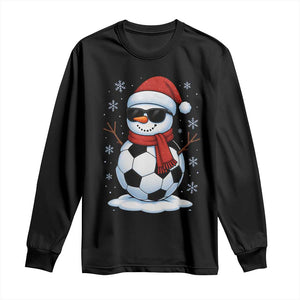Christmas Soccer Snowman Long Sleeve Shirt Snowflakes Holiday Sports Xmas Pajamas Red Santa Hat TS10 Black Print Your Wear