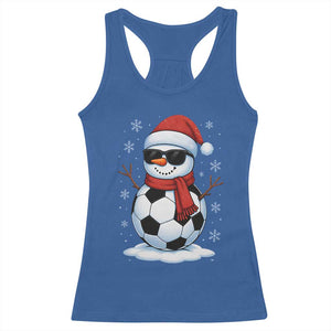 Christmas Soccer Snowman Racerback Tank Top Snowflakes Holiday Sports Xmas Pajamas Red Santa Hat TS10 Royal Blue Print Your Wear