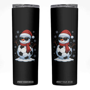 Christmas Soccer Snowman Skinny Tumbler Snowflakes Holiday Sports Xmas Pajamas Red Santa Hat TS10 Black Print Your Wear