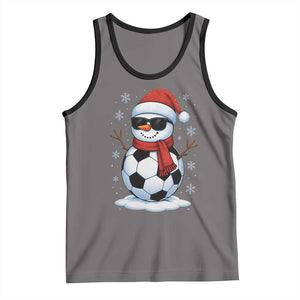 Christmas Soccer Snowman Tank Top Snowflakes Holiday Sports Xmas Pajamas Red Santa Hat TS10 Deep Heather Black Print Your Wear