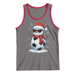 Christmas Soccer Snowman Tank Top Snowflakes Holiday Sports Xmas Pajamas Red Santa Hat TS10 Deep Heather Red Print Your Wear