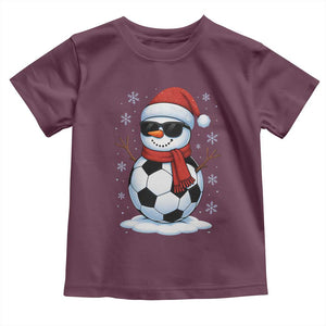 Christmas Soccer Snowman Toddler T Shirt Snowflakes Holiday Sports Xmas Pajamas Red Santa Hat TS10 Maroon Print Your Wear