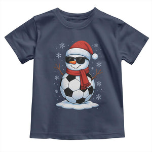 Christmas Soccer Snowman Toddler T Shirt Snowflakes Holiday Sports Xmas Pajamas Red Santa Hat TS10 Navy Print Your Wear