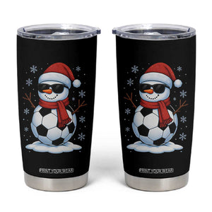 Christmas Soccer Snowman Tumbler Cup Snowflakes Holiday Sports Xmas Pajamas Red Santa Hat TS10 Black Print Your Wear