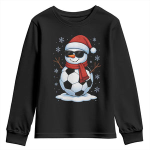 Christmas Soccer Snowman Youth Sweatshirt Snowflakes Holiday Sports Xmas Pajamas Red Santa Hat TS10 Black Print Your Wear