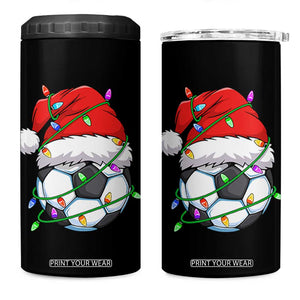 Soccer Christmas 4 in 1 Can Cooler Tumbler Santa Hat Sports Xmas Pajamas TS10 One Size: 16 oz Black Print Your Wear
