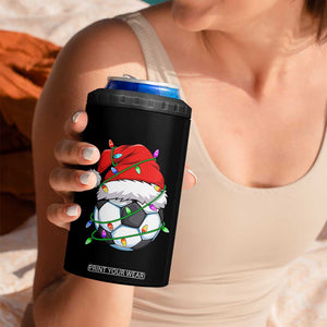 Soccer Christmas 4 in 1 Can Cooler Tumbler Santa Hat Sports Xmas Pajamas TS10 Print Your Wear