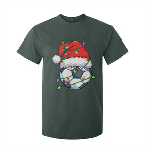 Soccer Christmas T Shirt For Kid Santa Hat Sports Xmas Pajamas TS10 Dark Forest Green Print Your Wear