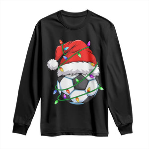 Soccer Christmas Long Sleeve Shirt Santa Hat Sports Xmas Pajamas TS10 Black Print Your Wear