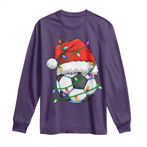 Soccer Christmas Long Sleeve Shirt Santa Hat Sports Xmas Pajamas TS10 Purple Print Your Wear