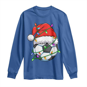 Soccer Christmas Long Sleeve Shirt Santa Hat Sports Xmas Pajamas TS10 Royal Blue Print Your Wear