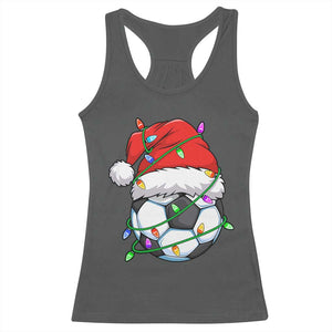 Soccer Christmas Racerback Tank Top Santa Hat Sports Xmas Pajamas TS10 Dark Heather Print Your Wear