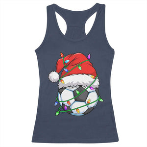 Soccer Christmas Racerback Tank Top Santa Hat Sports Xmas Pajamas TS10 Navy Print Your Wear