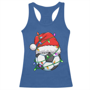 Soccer Christmas Racerback Tank Top Santa Hat Sports Xmas Pajamas TS10 Royal Blue Print Your Wear