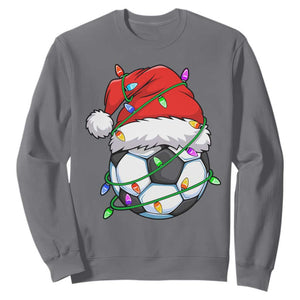 Soccer Christmas Sweatshirt Santa Hat Sports Xmas Pajamas TS10 Charcoal Print Your Wear
