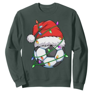 Soccer Christmas Sweatshirt Santa Hat Sports Xmas Pajamas TS10 Dark Forest Green Print Your Wear