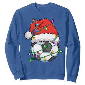 Soccer Christmas Sweatshirt Santa Hat Sports Xmas Pajamas TS10 Royal Blue Print Your Wear