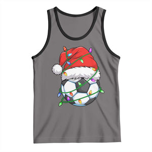 Soccer Christmas Tank Top Santa Hat Sports Xmas Pajamas TS10 Deep Heather Black Print Your Wear