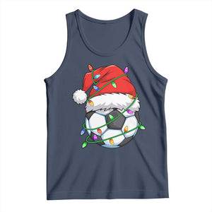 Soccer Christmas Tank Top Santa Hat Sports Xmas Pajamas TS10 Navy Print Your Wear