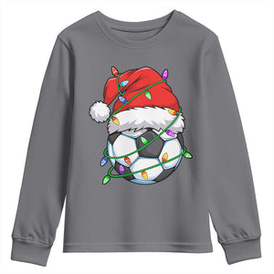 Soccer Christmas Youth Sweatshirt Santa Hat Sports Xmas Pajamas TS10 Charcoal Print Your Wear
