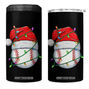 Christmas Baseball 4 in 1 Can Cooler Tumbler Santa Hat Sports Men Boys Xmas Pajamas TS10 One Size: 16 oz Black Print Your Wear