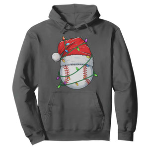 Christmas Baseball Hoodie Santa Hat Sports Men Boys Xmas Pajamas TS10 Dark Heather Print Your Wear