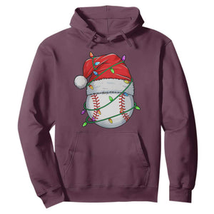 Christmas Baseball Hoodie Santa Hat Sports Men Boys Xmas Pajamas TS10 Maroon Print Your Wear