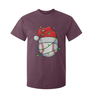 Christmas Baseball T Shirt For Kid Santa Hat Sports Men Boys Xmas Pajamas TS10 Maroon Print Your Wear