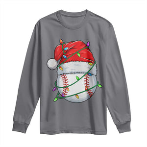 Christmas Baseball Long Sleeve Shirt Santa Hat Sports Men Boys Xmas Pajamas TS10 Charcoal Print Your Wear