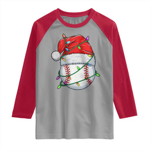 Christmas Baseball Raglan Shirt Santa Hat Sports Men Boys Xmas Pajamas TS10 Sport Gray Red Print Your Wear
