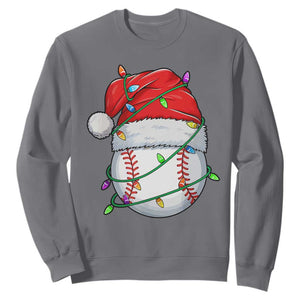 Christmas Baseball Sweatshirt Santa Hat Sports Men Boys Xmas Pajamas TS10 Charcoal Print Your Wear