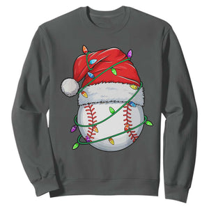 Christmas Baseball Sweatshirt Santa Hat Sports Men Boys Xmas Pajamas TS10 Dark Heather Print Your Wear