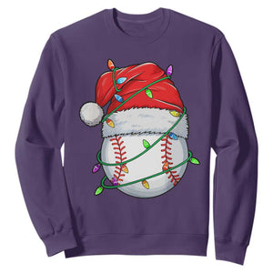Christmas Baseball Sweatshirt Santa Hat Sports Men Boys Xmas Pajamas TS10 Purple Print Your Wear
