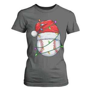 Christmas Baseball T Shirt For Women Santa Hat Sports Men Boys Xmas Pajamas TS10 Dark Heather Print Your Wear